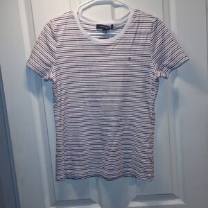 Tommy Hilfiger Red Blue White Stripe T-Shirt Large
